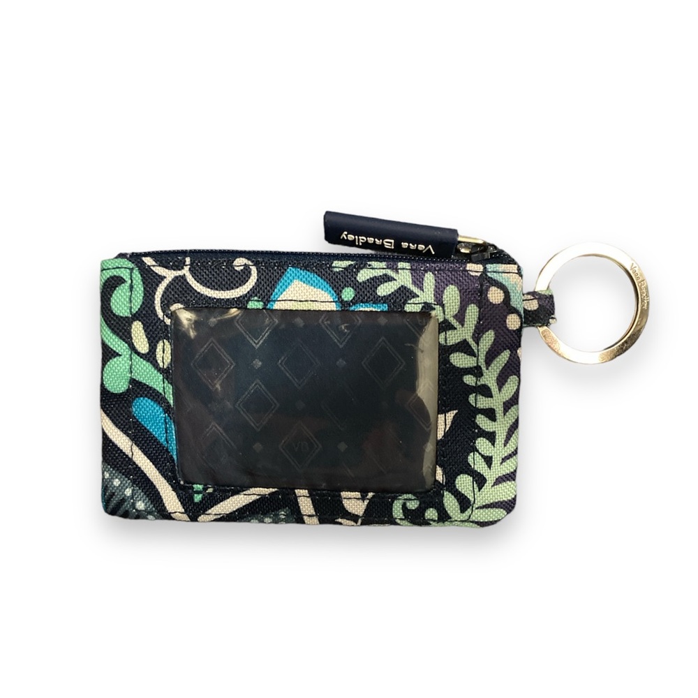 Vera Bradley Lighten Up Blue Island Medallion zip ID Keychain